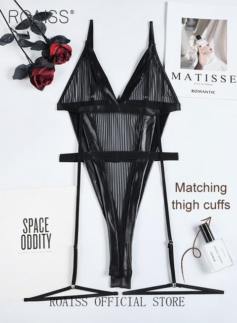 ملابس داخلية نسائية مخططة بأشرطة سباغيتي بدون ظهر مع أربطة للسيدات والزوجة والصديقة، بيجامة ساحرة تزيد من شغف منتصف الليل