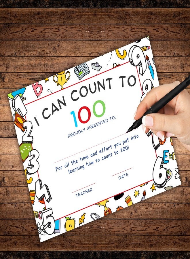 Lashicorn I Can Count to 100 Achievement Award 50pk 8.5x11” Certificate Math Worksheet Teacher End of Year Graduation Kindergarten 1st Grade - Image 3