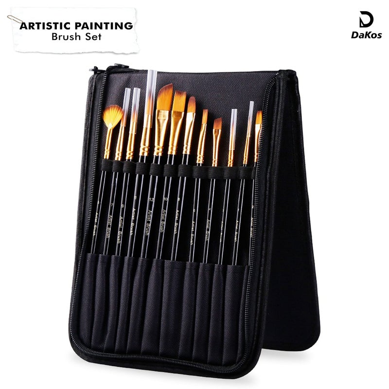 DaKos 16pc Painting Brush Set - Beginner & Artist Accessories - Image 2