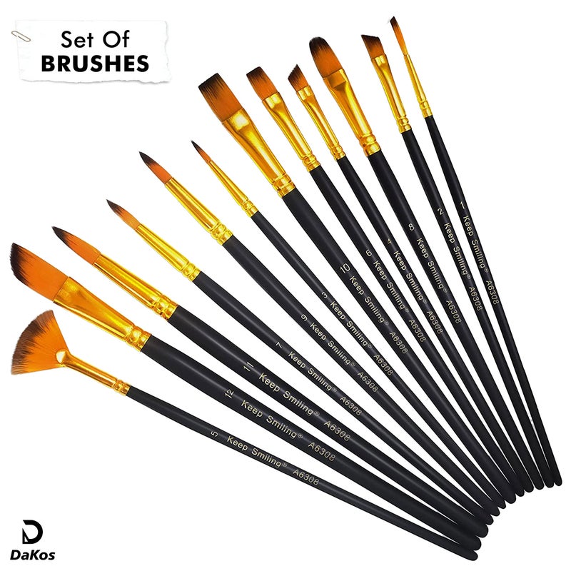 DaKos 16pc Painting Brush Set - Beginner & Artist Accessories - Image 5