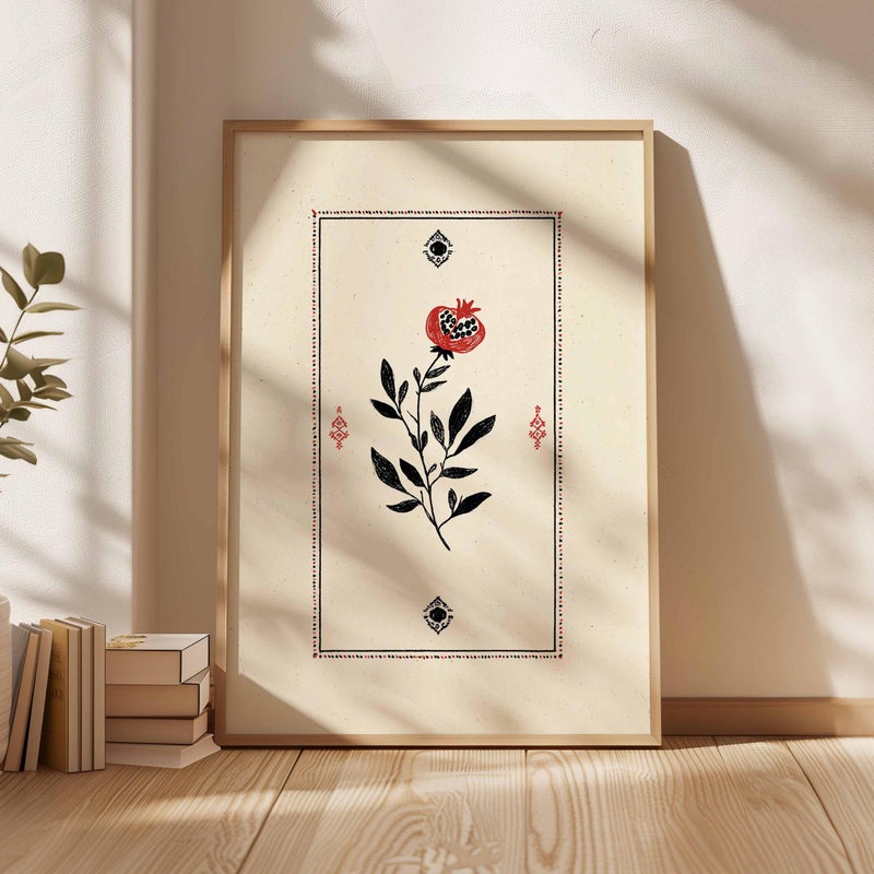 TNESSENTIAL Palestinian Pomegranate Branch Print, Arabic Botanical Art, Islamic Home Decor - Image 4