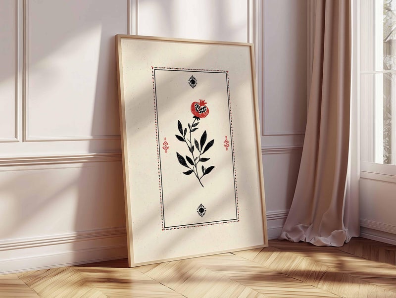 TNESSENTIAL Palestinian Pomegranate Branch Print, Arabic Botanical Art, Islamic Home Decor - Image 2