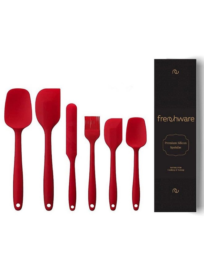 Frenchware (Set of 6) Non-Stick Premium Silicone Spatula for Cooking, Baking & Mixing, Heat-Resistant up to 230°C, Food-Grade & BPA-Free, Dishwasher Safe, FDA Approved (Red) - Image 1