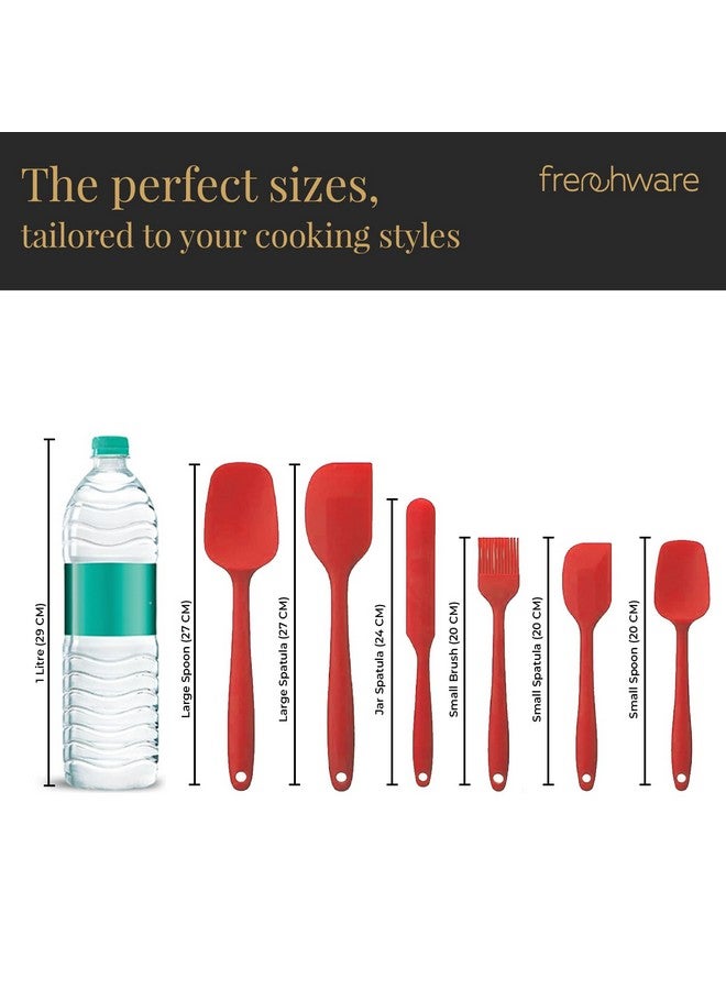 Frenchware (Set of 6) Non-Stick Premium Silicone Spatula for Cooking, Baking & Mixing, Heat-Resistant up to 230°C, Food-Grade & BPA-Free, Dishwasher Safe, FDA Approved (Red) - Image 3