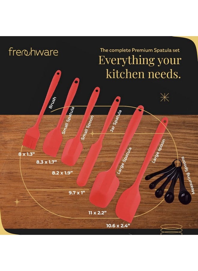 Frenchware (Set of 6) Non-Stick Premium Silicone Spatula for Cooking, Baking & Mixing, Heat-Resistant up to 230°C, Food-Grade & BPA-Free, Dishwasher Safe, FDA Approved (Red) - Image 2