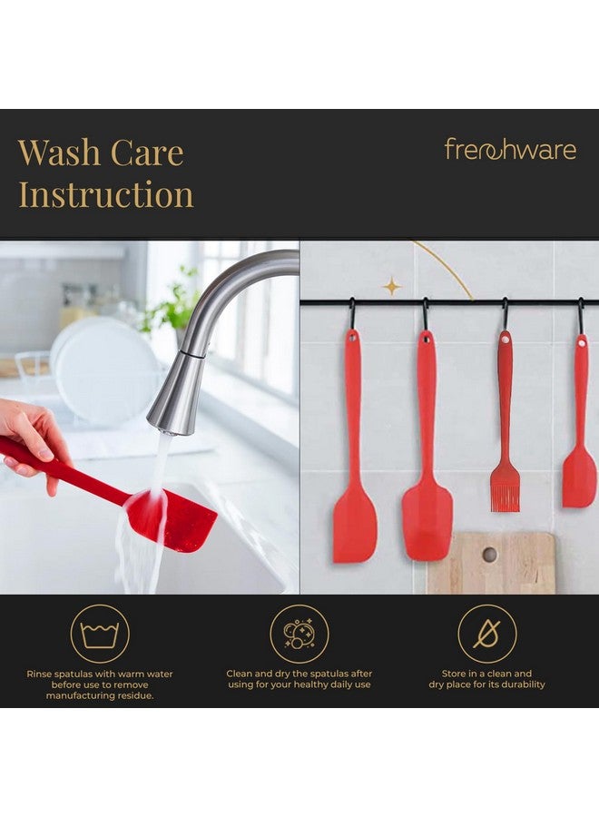 Frenchware (Set of 6) Non-Stick Premium Silicone Spatula for Cooking, Baking & Mixing, Heat-Resistant up to 230°C, Food-Grade & BPA-Free, Dishwasher Safe, FDA Approved (Red) - Image 4