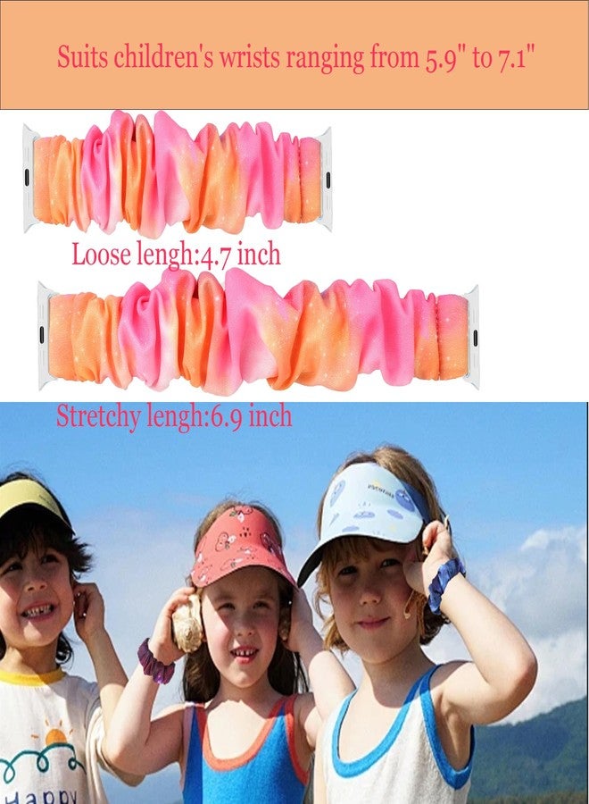 ShuYo Scrunchie Band Compatible with Kids Apple Watch Band 38mm 40mm 41mm / 42mm 44mm 45mm 46mm 49mm,Cute Printed Elastic Solo Loop Bands for iWatch Series 10/9/8/7/6/5/4/3/SE/SE2/Ultra 2/Ultra - Image 2