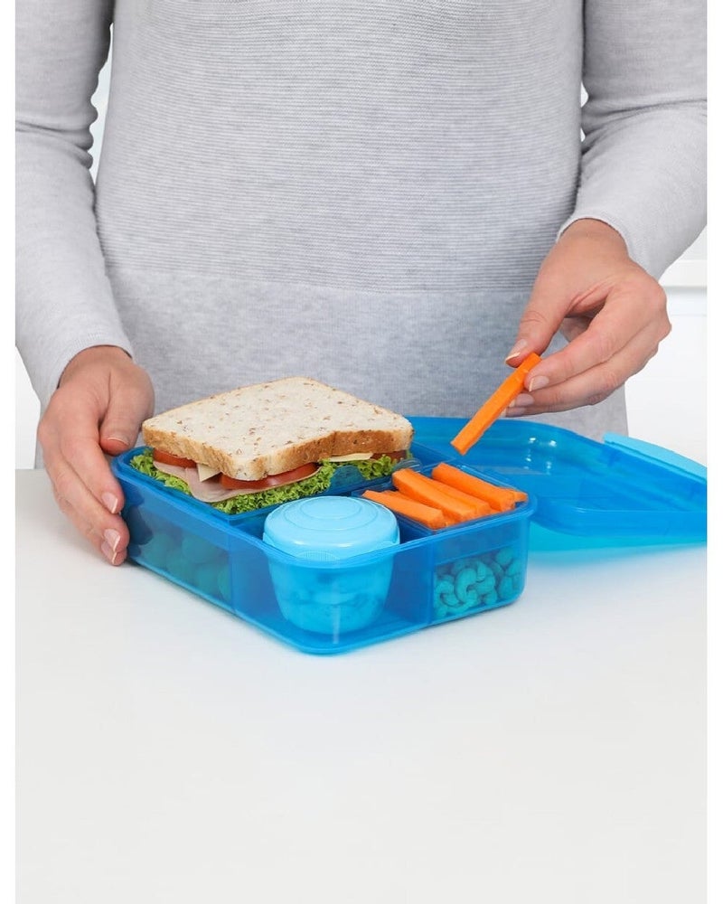 Sistema Bento Lunch Box 1.65L Blue with Multi Compartments & Yogurt Pot, Easy Lock Clip Lid, BPA Free Reusable Food Storage Container for Meal Prep, School & Office, Made in New Zealand - Image 5