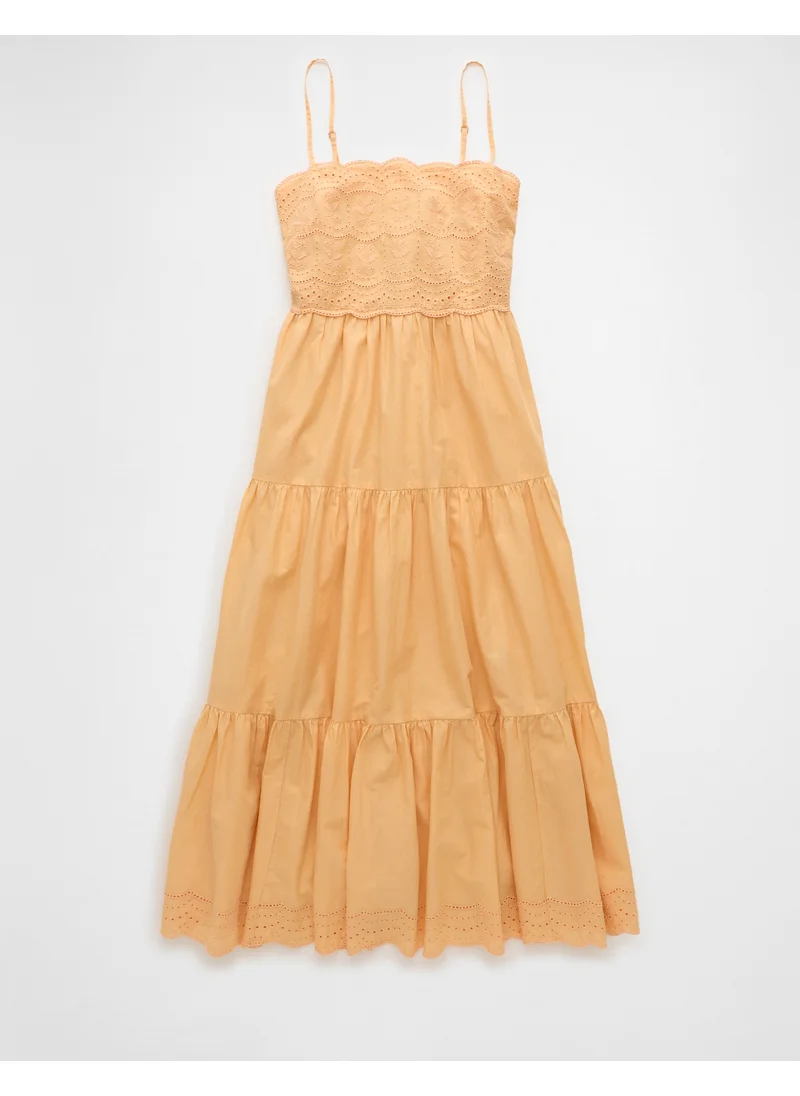 امريكان ايجل AE Scalloped Tiered Midi Dress