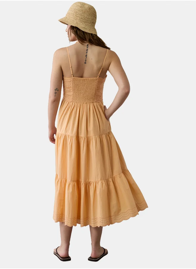 امريكان ايجل AE Scalloped Tiered Midi Dress