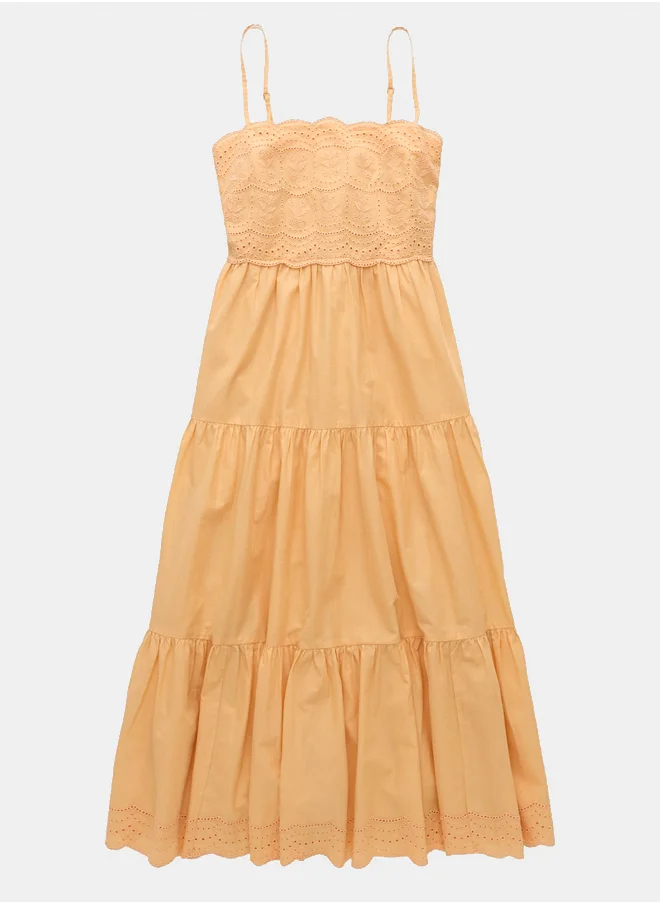 امريكان ايجل AE Scalloped Tiered Midi Dress