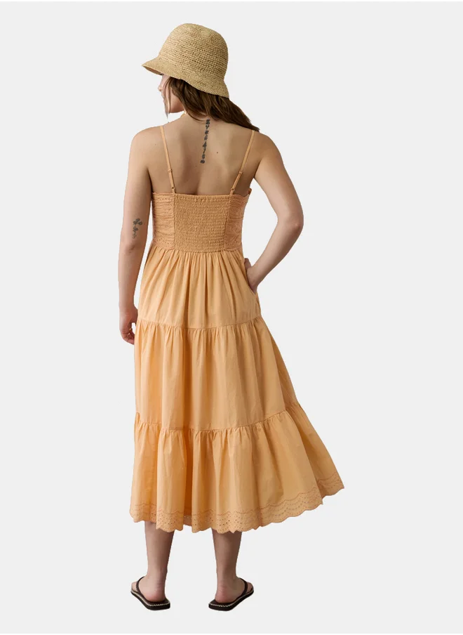 American Eagle AE Scalloped Tiered Midi Dress
