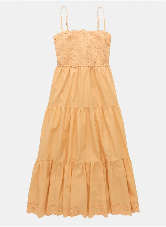 American Eagle AE Scalloped Tiered Midi Dress
