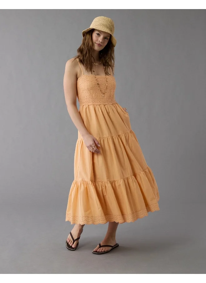 امريكان ايجل AE Scalloped Tiered Midi Dress