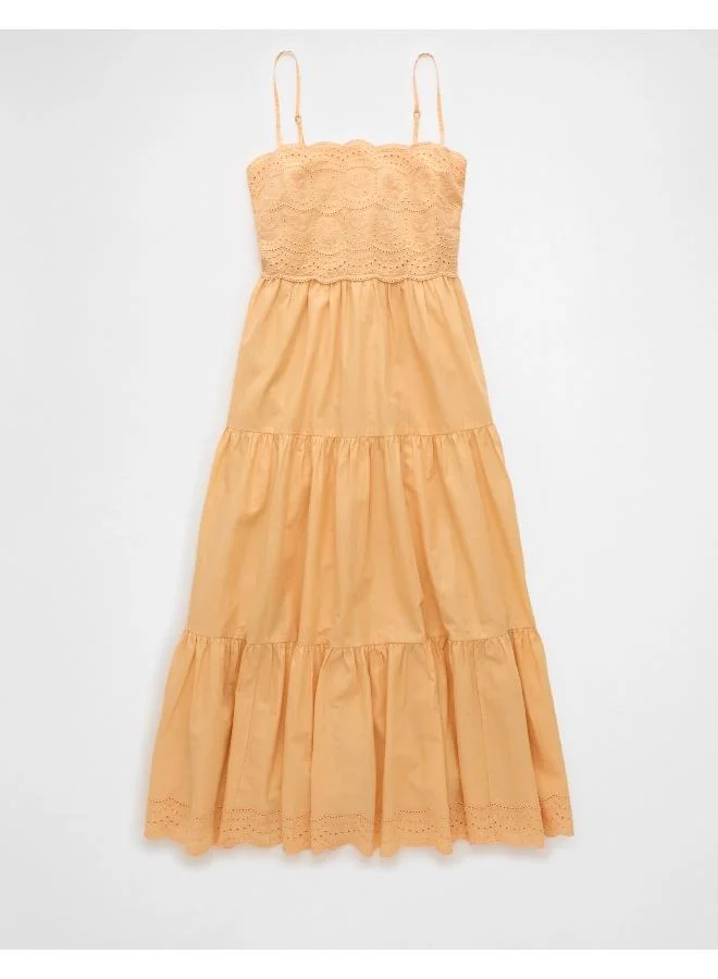 American Eagle AE Scalloped Tiered Midi Dress