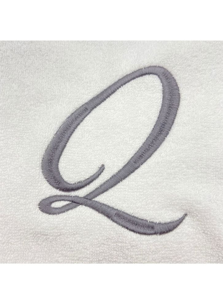 BYFT Embroidered For You (White) Luxury Monogrammed Bath Towel (70 x 140 Cm -Set of 1) 100% Cotton, Highly Absorbent and Quick dry Bath Linen -600 Gsm (Silver Letter Q) - Image 3