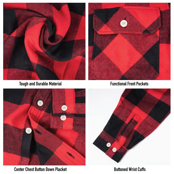 Rothco Buffalo Plaid Flannel Shirt - Rugged Comfortable and Warm Outdoor Shirt Jacket (US, Alpha, 3X-Large, Regular, Regular, Red Plaid) - Image 3