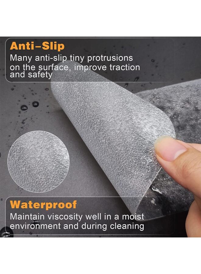 شريط قبضة، شريط مضاد للانزلاق شديد التحمل شفاف للاستخدام الخارجي/الداخلي 4 بوصات × 33 قدمًا، لفة/ملصقات غير قابلة للانزلاق سهلة القطع ومقاومة للماء لحوض الاستحمام وأرضية الدش وحمام السباحة والسلالم آمنة وغير قابلة للانزلاق ومريحة للاستخدام - Image 2