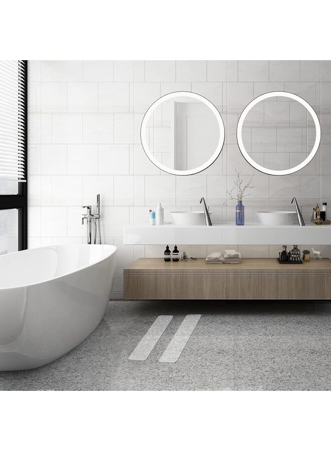 شريط قبضة، شريط مضاد للانزلاق شديد التحمل شفاف للاستخدام الخارجي/الداخلي 4 بوصات × 33 قدمًا، لفة/ملصقات غير قابلة للانزلاق سهلة القطع ومقاومة للماء لحوض الاستحمام وأرضية الدش وحمام السباحة والسلالم آمنة وغير قابلة للانزلاق ومريحة للاستخدام - Image 5