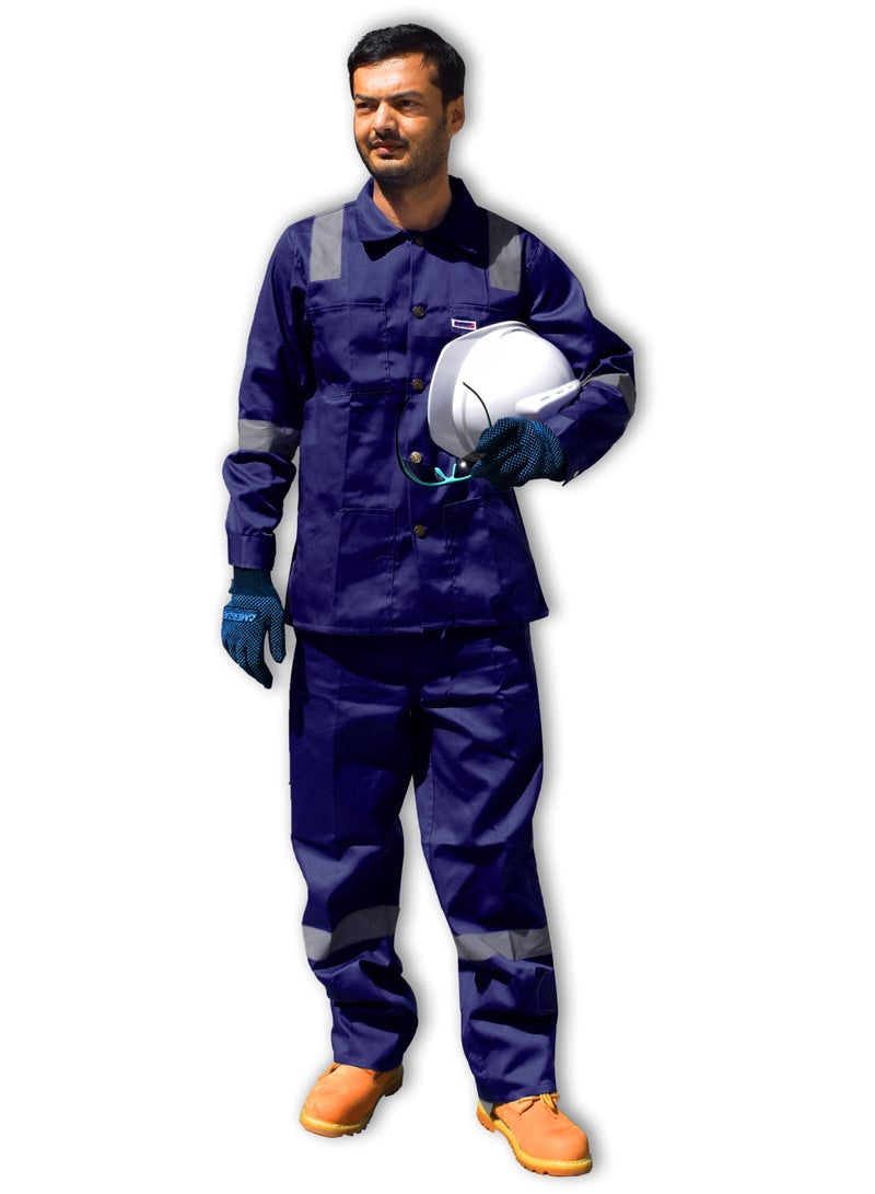 Ameriza Chief Safety Pant and Shirt with Reflective Tape Navy Blue 195 gsm 