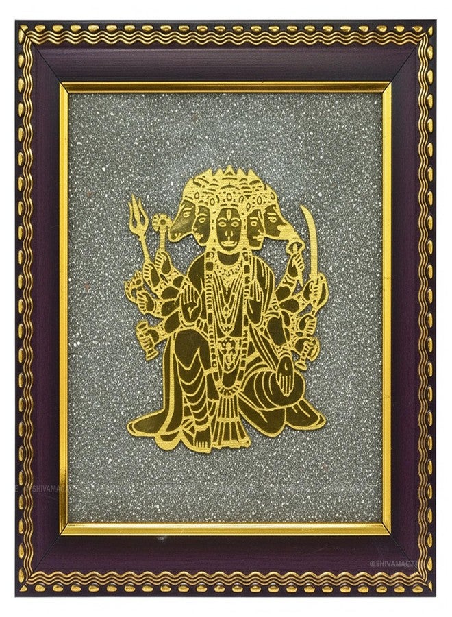 SHIVAMAGATE Panchmukhi Hanuman Pyrite Frame 7.5x7.5 Inch | Vastu Shastra Remedy for Office & Shop | Prosperity, Business Growth, Wealth Attraction & Positive Energy Wall Decor - Image 1