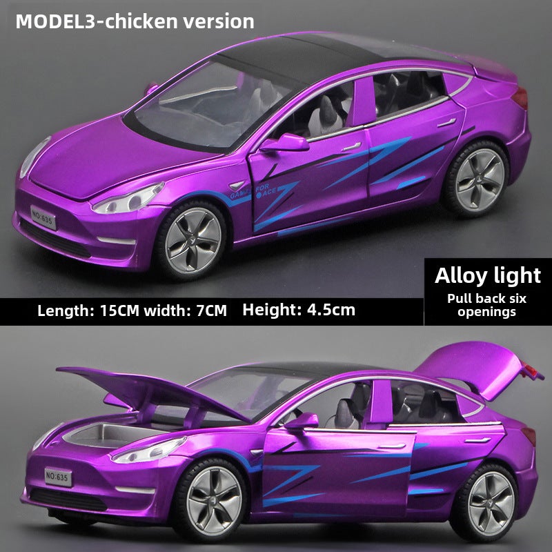 Loquat 1:32 Tesla Model 3 Alloy Car Model with Lights and Sound Purple