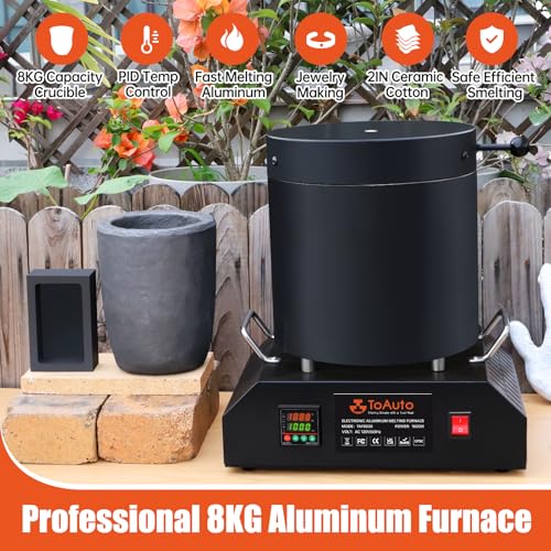TOAUTO 8KG Large Electric Aluminum Melting Furnace ‎TAF8000, 1800W PID Smelter Kiln Electric Gold Smelting Furnace Kit, for Scrap Metal Recycle Melt Silver & Aluminum (below 1000℃ Metal） - Image 2