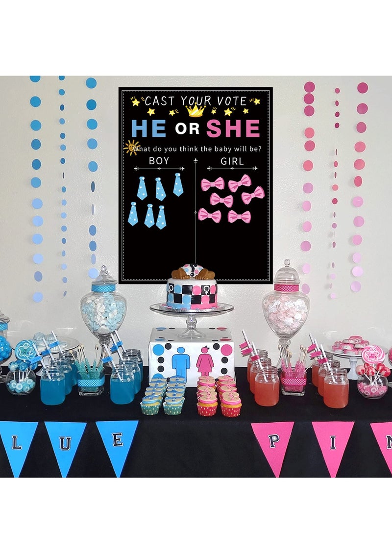 Excefore Baby Gender Reveal Board, Party Supplies Kit with Decorations Games Gender Reveal Voting Poster Board with Stickers, Chalkboard Design Party Games Kit (Tie + bow) - Image 4
