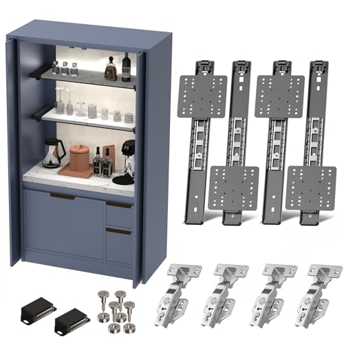 Dolenor Cabinet Pocket Door Slide System Kit 18",4PCS Inset Sliding Hardware for Hidden Cabinet Doors, 45lbs Capacity, Space Saving Pocket Door Hardware for Kitchen, Pantry, Closet - Image 1