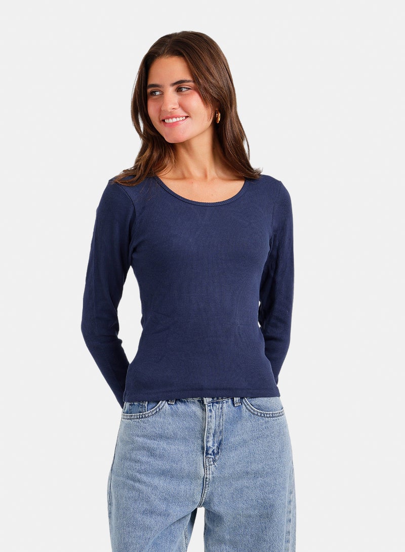 Carina Long Sleeves Ribbed Top - Image 1