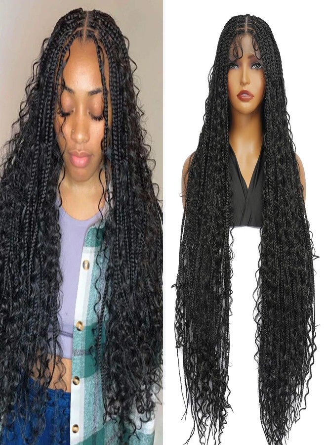 SuperNova Boho 36 inch Double Full Lace Wig With Curly Ends - Box Braided & Cornrow Braided Synthetic Wig - Goddess Lace Front Wig With Baby Hair - Image 3
