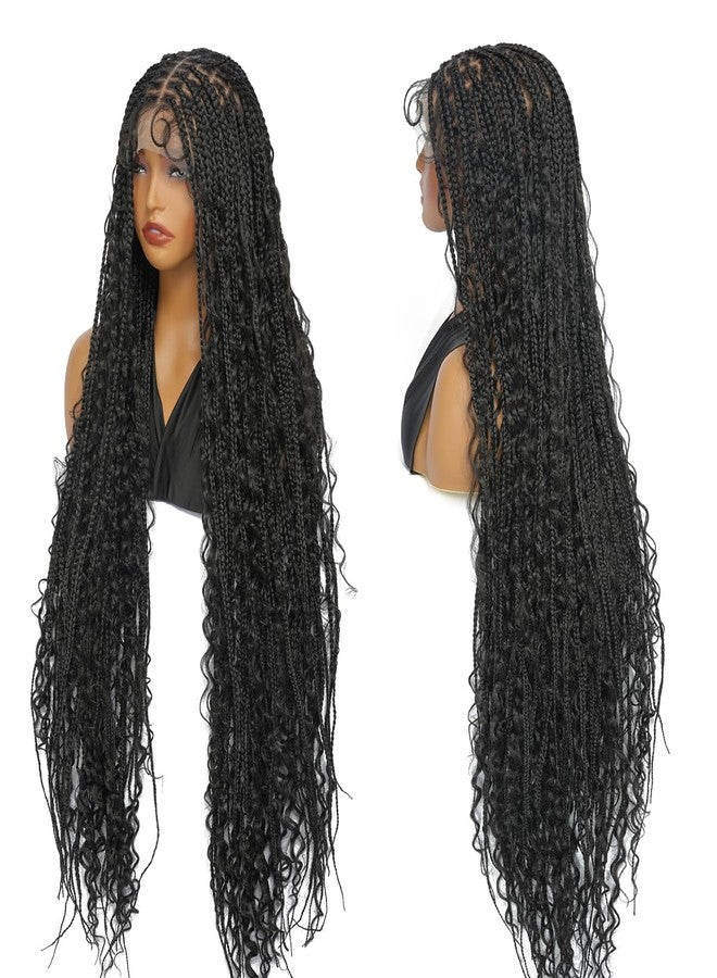 SuperNova Boho 36 inch Double Full Lace Wig With Curly Ends - Box Braided & Cornrow Braided Synthetic Wig - Goddess Lace Front Wig With Baby Hair - Image 5