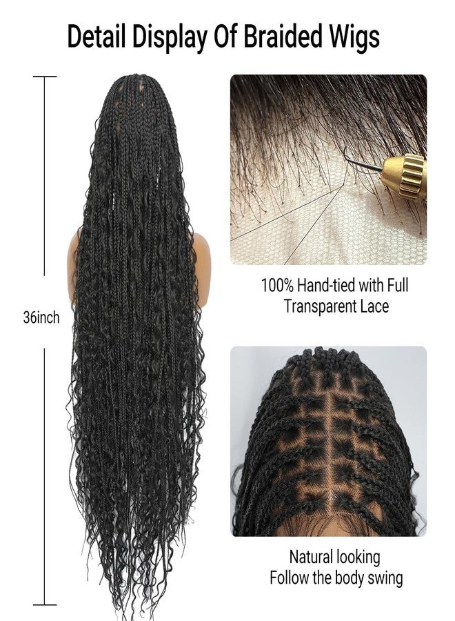 SuperNova Boho 36 inch Double Full Lace Wig With Curly Ends - Box Braided & Cornrow Braided Synthetic Wig - Goddess Lace Front Wig With Baby Hair - Image 2