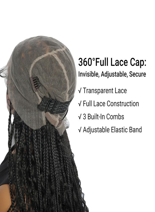 SuperNova Boho 36 inch Double Full Lace Wig With Curly Ends - Box Braided & Cornrow Braided Synthetic Wig - Goddess Lace Front Wig With Baby Hair - Image 4