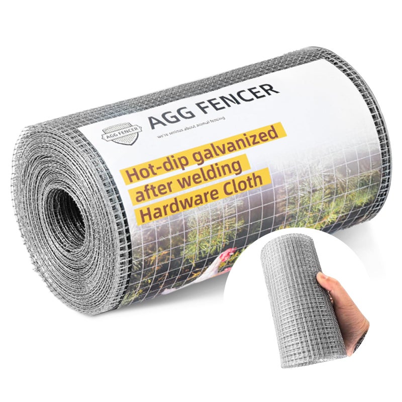 AggFencer 8inch x 25ft Hardware Cloth 14 inch Chicken Wire Fencing 23Ga Hot Dipped Galvanized After Welding Garden Plant Supports Welded Metal Chicken Wire Fence Poultry Animal Netting Cage Screen