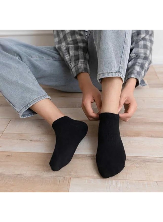 MIZAJIC Men's Socks 5 Pairs Socks Low Cut (Medium) Athletic Socks Ankle Socks, Breathable and Comfortable Men Sports Cotton Socks (Black) - Image 2