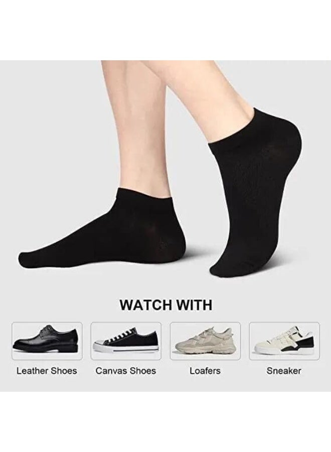 MIZAJIC Men's Socks 5 Pairs Socks Low Cut (Medium) Athletic Socks Ankle Socks, Breathable and Comfortable Men Sports Cotton Socks (Black) - Image 4
