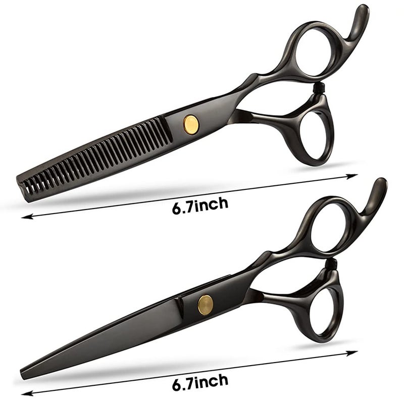 M'AYCREATE MAYCREATE® 10 Pcs Professional Hair Cutting Scissors For Men Hair Dressing Scissors Barber Kit with Hairdressing Scissor for Men Women Adult Kids Home Hair Cut Kit at Home - Image 2