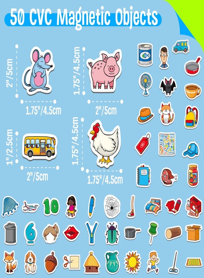 SpriteGru 50 PCS CVC Object Magnets, Magnetic Thickened CVC Fridge Magnets Adorable Educational Learning Toys for Preschooler, Kindergarteners, Kids 4+ - Image 2
