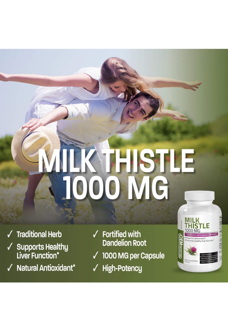 Milk Silymarin Milk Thistle Extract 1000mg 120 Veg Capsules - Image 2