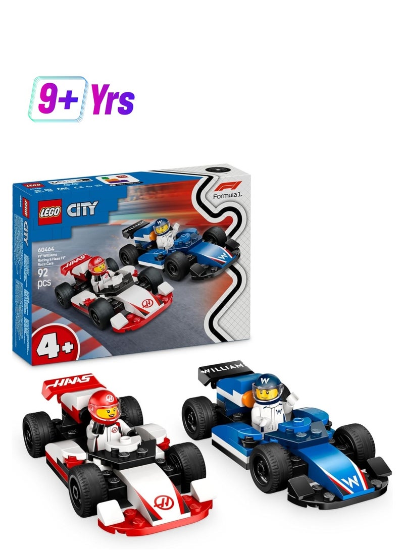 LEGO LEGO F1 Williams Racing & Haas F1 Race Cars - Toy Formula 1 Building Models With 2 Driver Minifigures - 60464  - Image 1