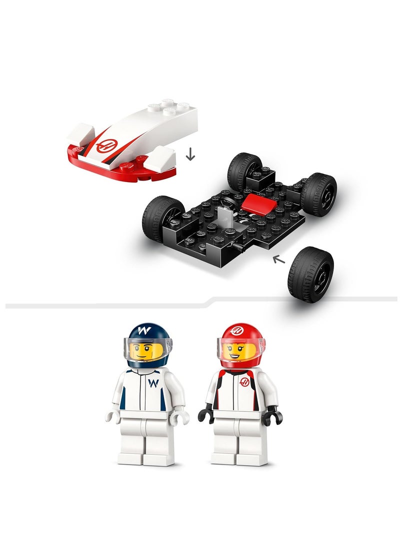 LEGO LEGO F1 Williams Racing & Haas F1 Race Cars - Toy Formula 1 Building Models With 2 Driver Minifigures - 60464  - Image 4