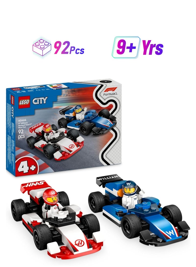 LEGO F1 Williams Racing & Haas F1 Race Cars - Toy Formula 1 Building Models With 2 Driver Minifigures - 60464 - Image 1