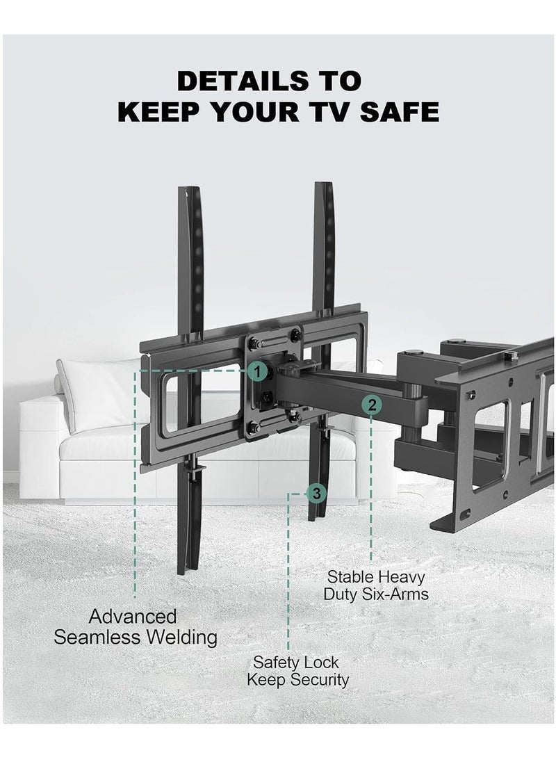 JAJEEK Full Motion TV Wall Mount Bracket for 26-55 Inch LED, LCD, OLED TVs – Dual Articulating Swivel Arms, Tilts & Rotates for Optimal Viewing – Heavy-Duty Steel, Max VESA 400x400mm, Supports up to 99 lbs  - Image 2