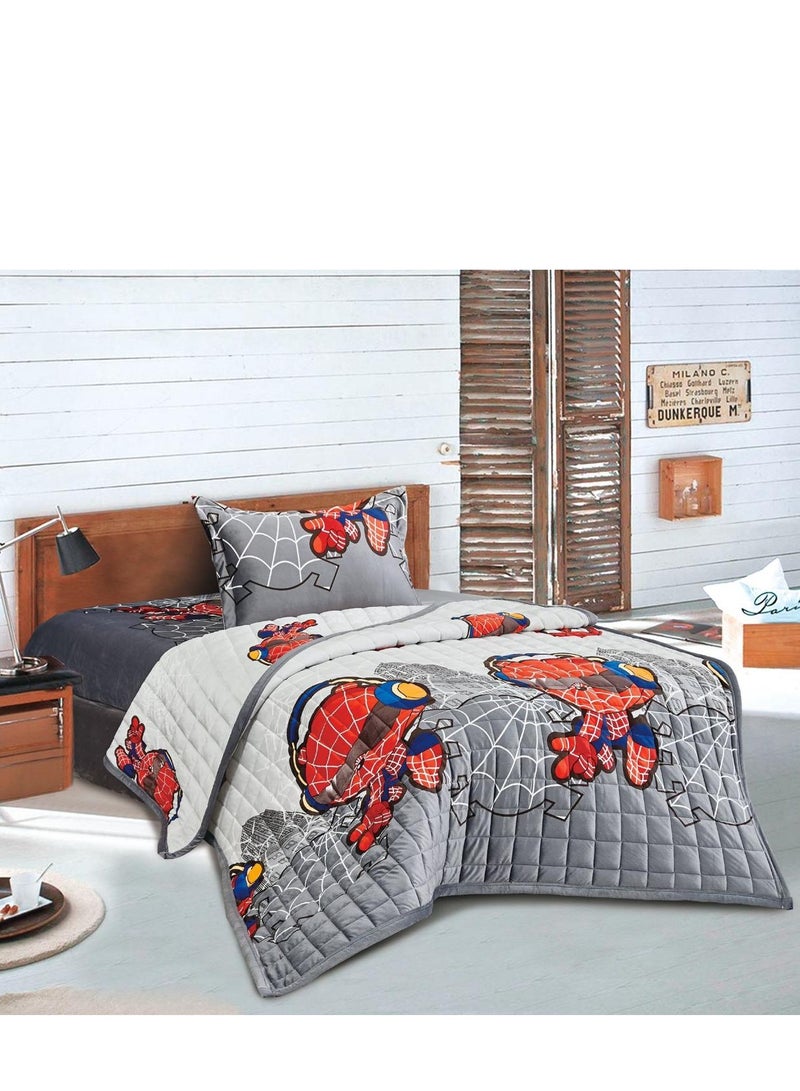 3 Pieces Winter Quilt Set Kids Cartoon Soft Velvet Compressed