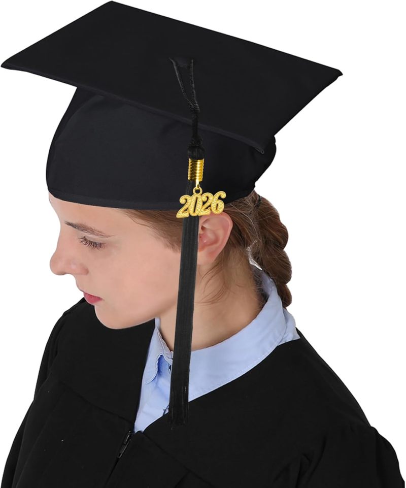 Matte Graduation Gown Set: 48 Inch Black Thick Matte Polyester With Strong Zipper - Cap And Tassel With Removable 2021 Year Charms For High School Or Bachelor Graduation Ceremony - Image 3