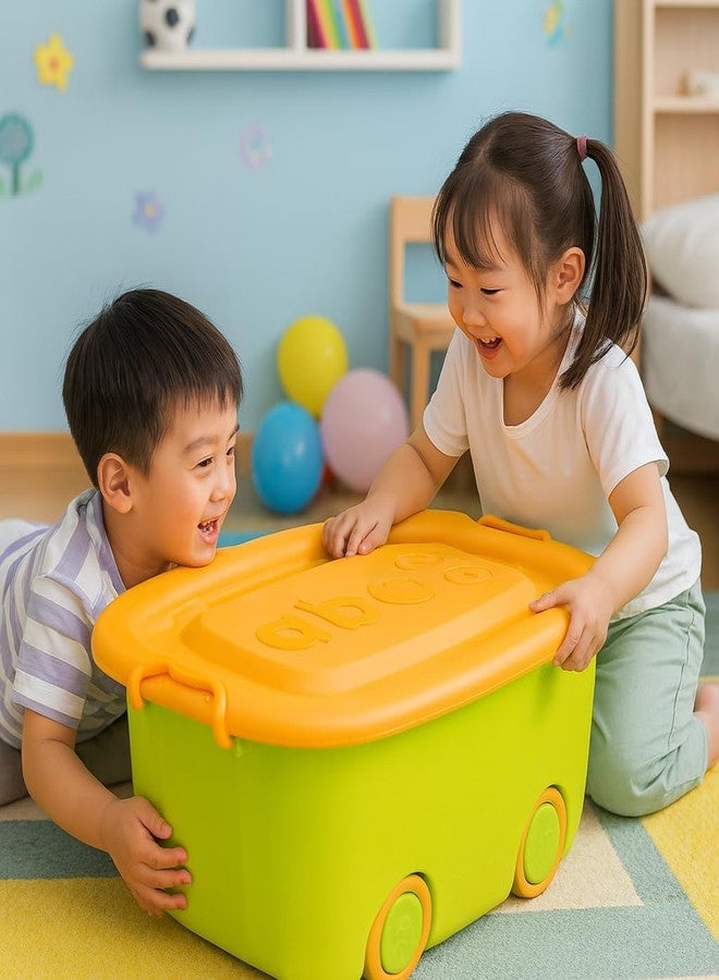 Roktry 2 Pack 45 liter Premium Large Toy Storage Boxes with Lids & Wheels – Green Multi-Purpose Organizers for Kids’ Room, Playroom & Nursery – Heavy-Duty Plastic Bins for Toys, Blocks, & Clothes - Image 3