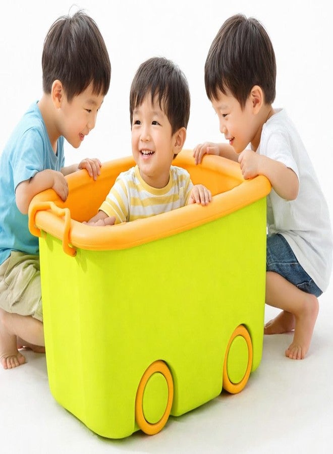 Roktry 2 Pack 45 liter Premium Large Toy Storage Boxes with Lids & Wheels – Green Multi-Purpose Organizers for Kids’ Room, Playroom & Nursery – Heavy-Duty Plastic Bins for Toys, Blocks, & Clothes - Image 1