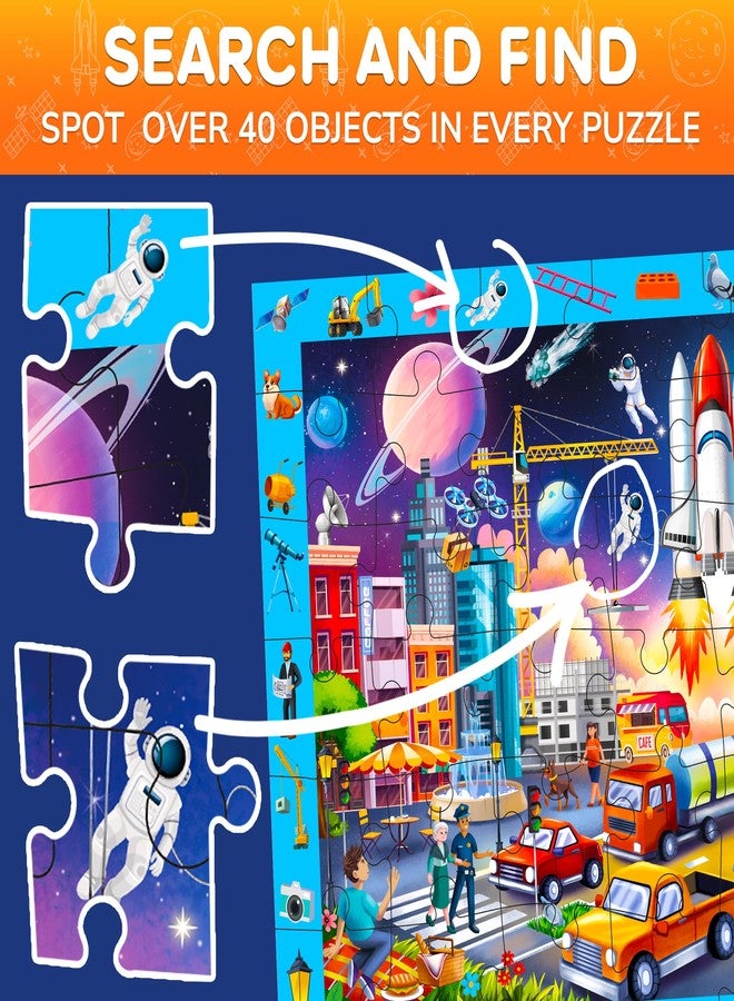 QUOKKA Floor Puzzles for Kids Ages 4-8 - 2x3 FT Giant Search and Find Educational Jigsaw - 48 Large Pieces - Above and Beyond Observational Scene - Fun Montessori Learning Activity with Gift Box - Image 4