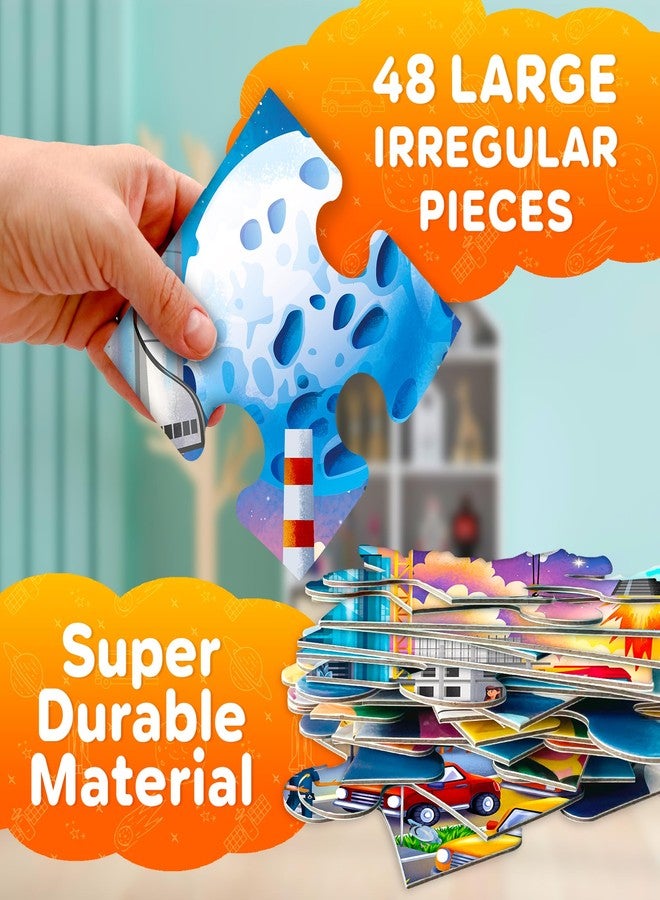QUOKKA Floor Puzzles for Kids Ages 4-8 - 2x3 FT Giant Search and Find Educational Jigsaw - 48 Large Pieces - Above and Beyond Observational Scene - Fun Montessori Learning Activity with Gift Box - Image 5